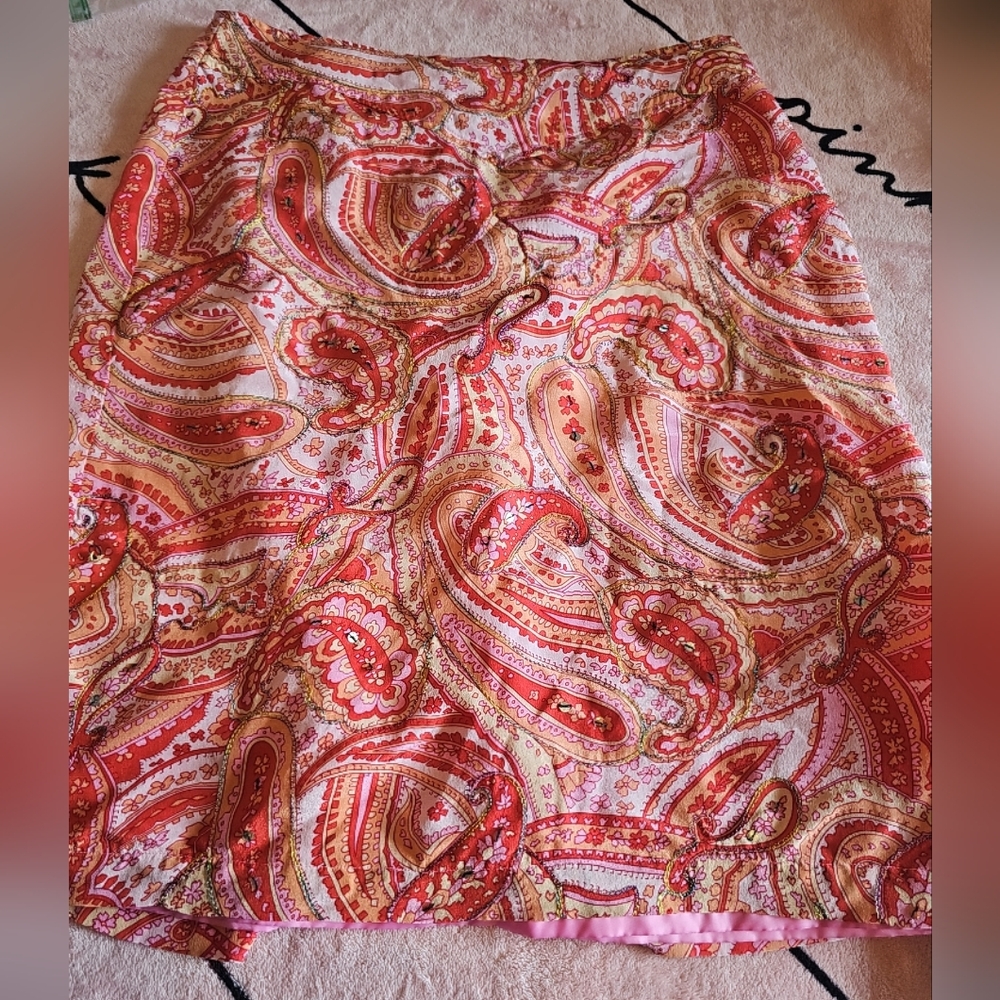 💥SALE💥Worthington Coral and Cream Paisley A-Line Skirt